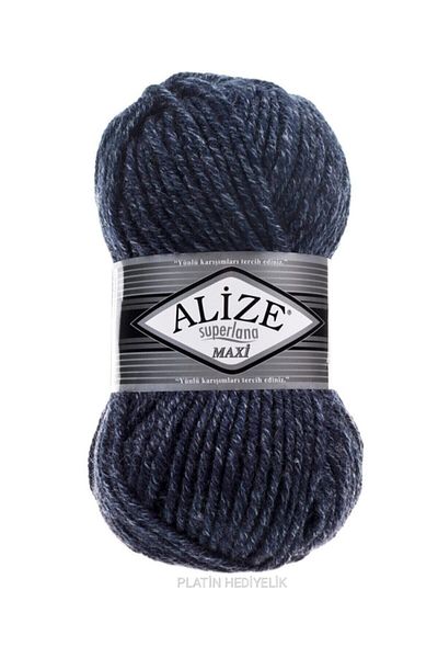 Alize ( 5 Τεμάχια ) Superlana Maxi 805 Ποικίλα Μπλε Χειροποίητα Πλεκτά Νήματα Γιλέκο Ζακέτα Κλωστή Κασκόλ Πουλόβερ
