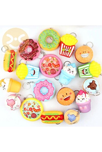 Bluoksweet 2 adet yumuşak sukuşi esnek mini oyuncak kek donut patates kızartm...