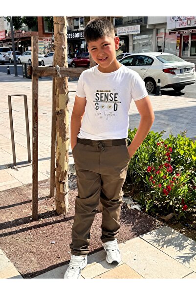 CMZ COLLECTİON Παιδικό Πράσινο Σχολικό Παντελόνι Gabardine με Ελαστική Ζώνη σ...