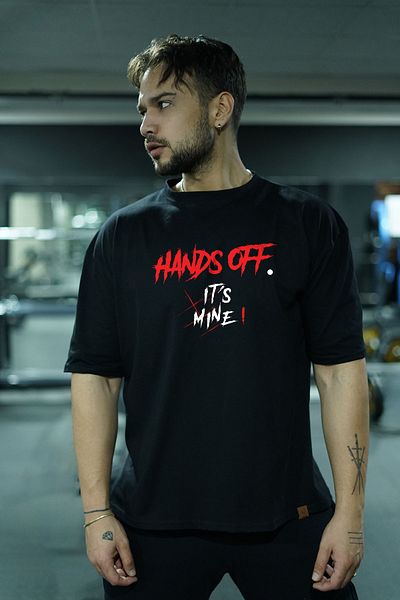 Oxlade Μαύρο μπλουζάκι με χαλαρή εφαρμογή Hands OFF It's Mine - Υψηλής ποιότητας OxladeOnStage ®