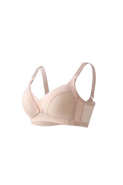 OKUS - Comfy Cotton Maternity & Nursing Bra - Beige - Large