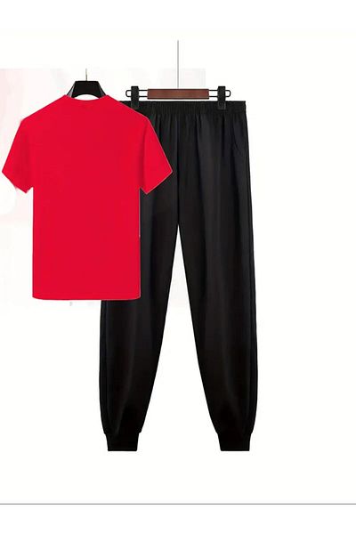 x-compass life CUTE CAT Patterned Women's T-shirt and Jogger T-shirt - Crew Neck Tracksuit Set