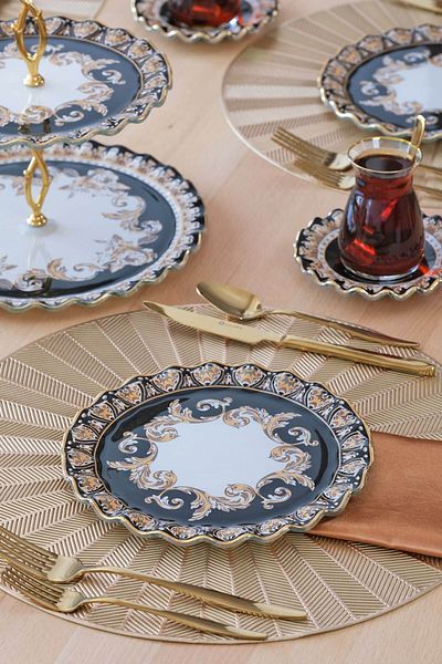 Glore Ragusa Gold Gilded Plate Set for 6 People