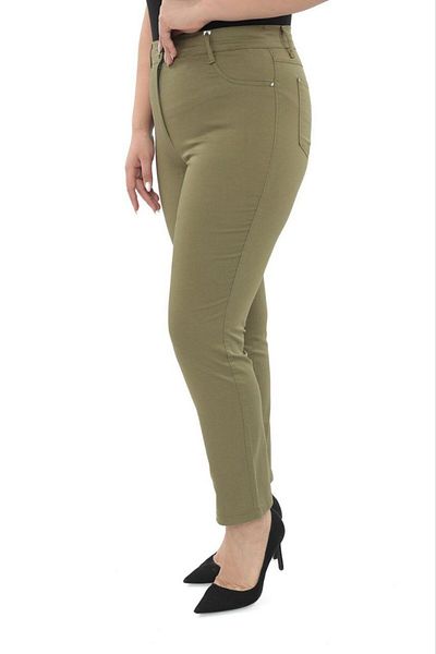 AKŞEN GİYİM Plus Size Women's - Full Summer Cotton Linen Trousers, Loose Lycra Pipe Leg