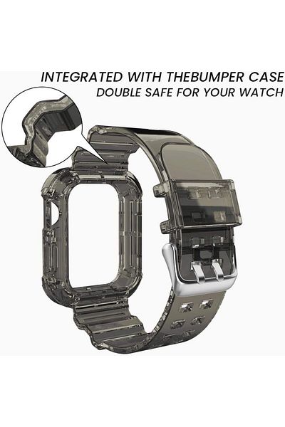 Nezih Case Apple Watch Series 2/3/4/5/6/7/8/9/se 40 مم 41 مم أسود - حزام/حزام وواقي