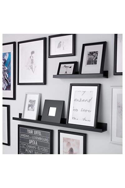 IKEA 2 Adet Fotoğraf Çerçevesi Rafı İkea 2'li Set Duvar Rafı Ahşap Çerçeve Rafı Siyah Kitaplık