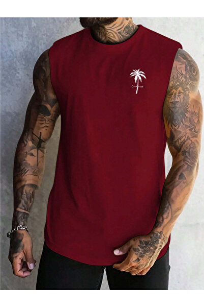 MOONBULL Tricou fără mâneci pentru bărbați cu imprimeu Palm Tree