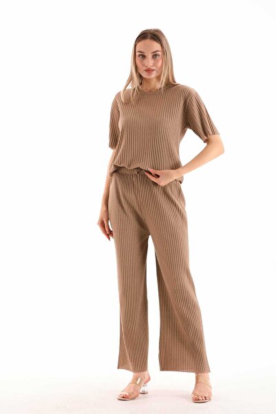 medipek Kadın Takım Triko Kısa Kol Fitilli Takım