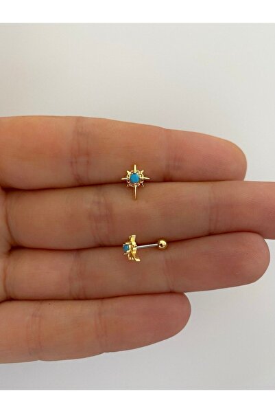 Arescollection Cerrahi Çelik Tragus Helix Conch Lobe Uyumlu Renkli Taşlı Pier...