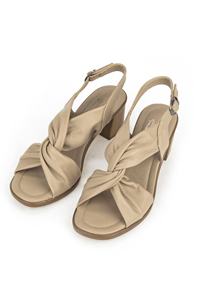 Ziya Beige Women's Heeled Genuine Leather Sandals - 1411020 Z2213
