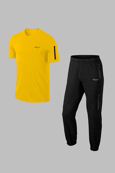 POSEIDON STORM New Large Size Men's Yellow Oze Series Supra Combed Fabric Casual Style Running Suit 4Xl-10Xl
