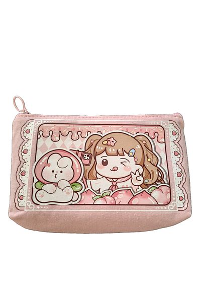 Bluoksweet Kawai Little Girl - School Student Textile Pencil Case