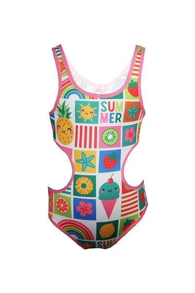 Rs Ramuni Girl's Swimsuit Mayokini Summer Patterned Digital Printed Sea Pool Swimsuit