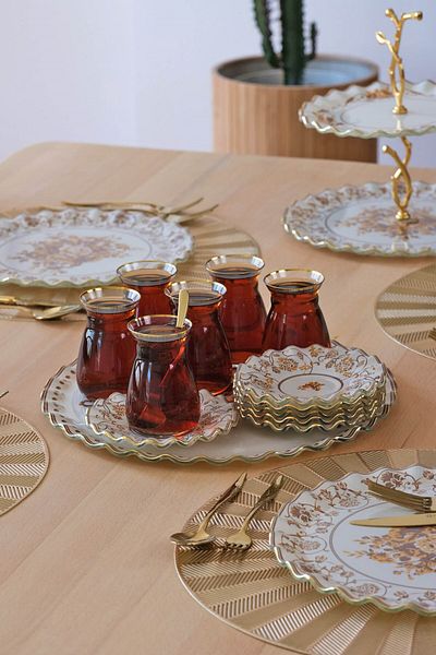 Glore Veneto Brown Colored Gold Gilt Glass Tray