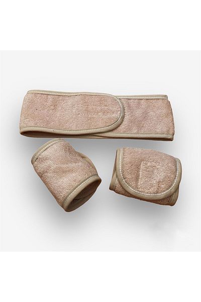 Mokita Home Set of 3 Water Absorbent Towels and Low Base Sports Headbands - 2 Wrist Washing Armbands and 1 Hairband