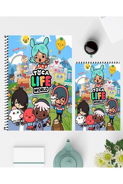feroxby دفتر ملاحظات Toca Life World مقاس A5 ودفاتر ملاحظات مقاس A6 بتصميم خاص غير مبطنة