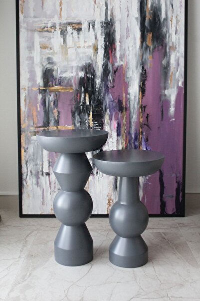 More Wood Design Doğal Ahşap 2'li Mantar Sehpa