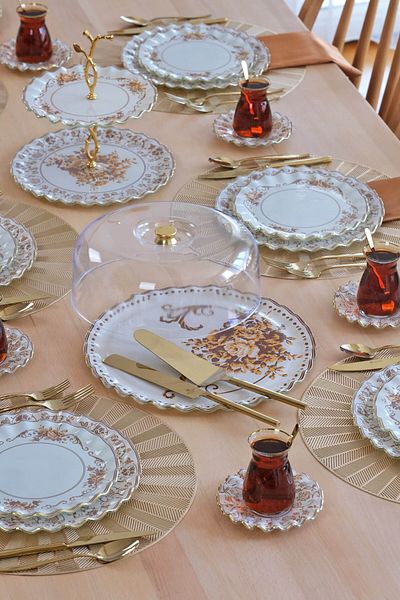 Glore Veneto Coffee 6 Person 33 Piece Cake Tea Serving Treat Set - Gold Gilded