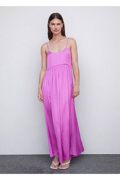 MANGO Woman Long Satin Dress