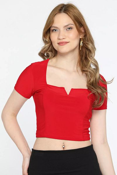 GÜLSELİ Γυναικεία μπλούζα Lycra Red Square γιακά