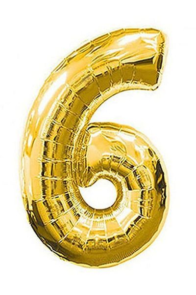 Görkem Toptan Number Foil Balloon 6 Gold 100 cm