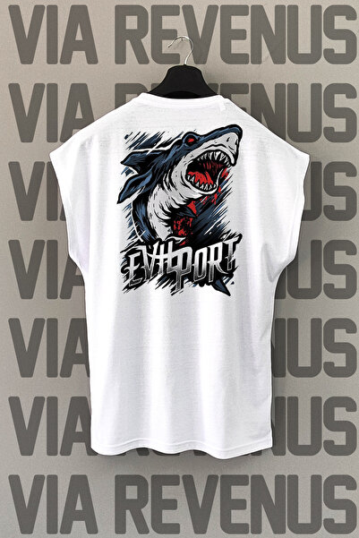 Vordevia Λευκό αθλητικό μπλουζάκι - Evil Port, εμπριμέ στην πλάτη, μηδενικά μ...