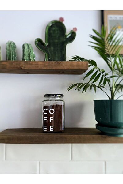Atölye Merdiven Cam Dekoratif Erzak Kahve Kavanozu Çay Şeker Kavanozu Coffee Etiketli
