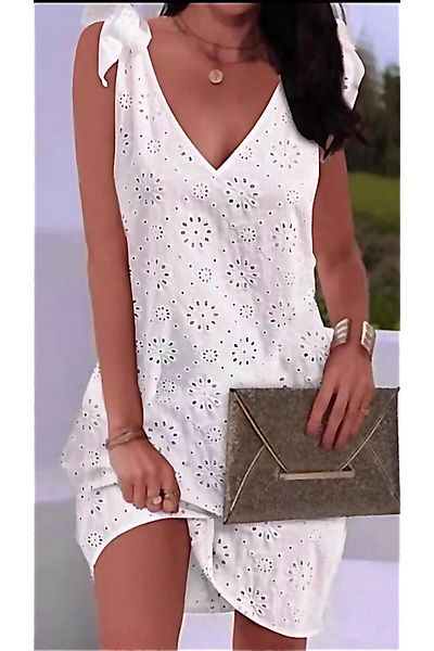 CNG MODA Summer Large Size Scalloped Lined Dress