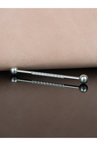 MORNEVA Su Yolu Zirkon Taşlı Çelik Köprü İndustrial Piercingi