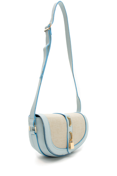 NBİBAGS Kilitli Model Kontrast Tasarım Çapraz Askılı Kadın Çantası