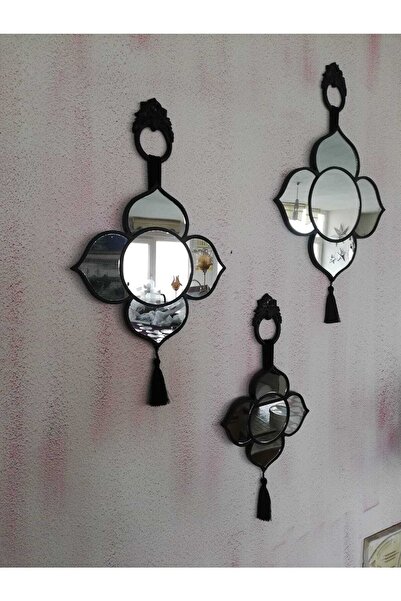 ÜRETİCİDEN HALKA Üçlü Siyah Papatya Ayna