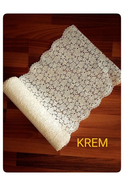 Style Βεστιάριο με δαντέλα PVC-δρομέας-τραπεζάκι σαλονιού-συρτάρι-ντουλάπι Εσωτερικό ράφι Κάλυμμα / Πλάτος: 35 cm X 5 Mt -κρεμ Λουλούδι