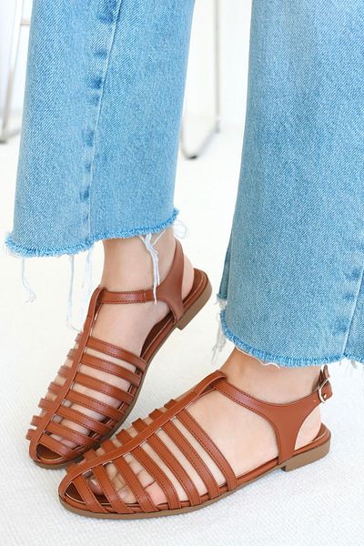 POLKA STORE Cage Piping Detailed Cage Women's Sandals