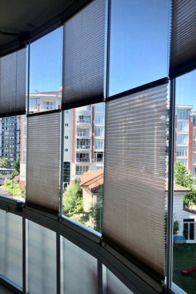 bufidik Plise Katlanır Cam Balkon Perdesi Antrasit