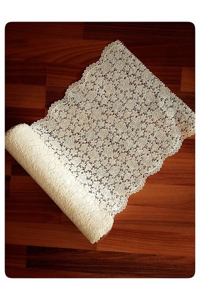 Style Βεστιάριο με δαντέλα PVC-δρομέας-τραπεζάκι σαλονιού-συρτάρι-ντουλάπι Εσωτερικό ράφι Κάλυμμα / Πλάτος: 35 cm X 5 Mt -κρεμ Λουλούδι