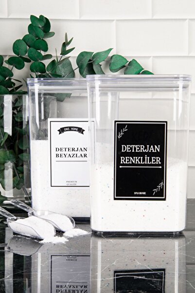 DNS HOME 2-Piece Detergent Storage Box with Scale Gift White and Color Label 3000 ml