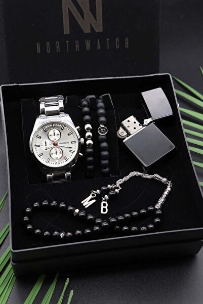 Northwatch ساعة يد رجالية قلادة سلسلة المفاتيح ومجموعة سوار
