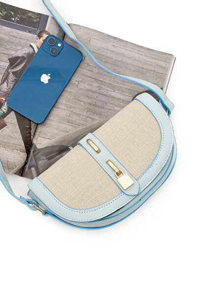 NBİBAGS Kilitli Model Kontrast Tasarım Çapraz Askılı Kadın Çantası