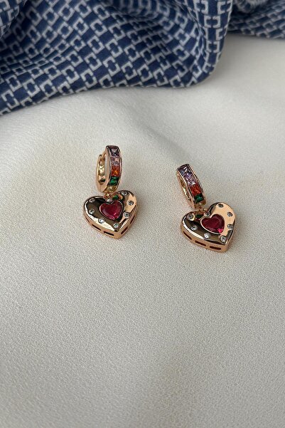 yucelique 18K Gold Kaplama Joyful Valentine Sallantılı Halka Küpe