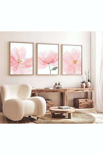 woodhomeworks Ahşap Çerçeveli Çiçek Tablo Set