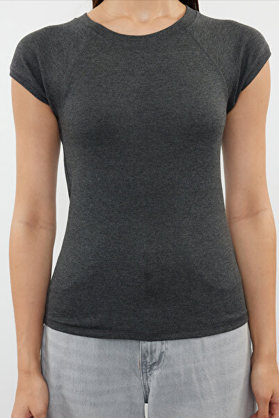 Trendyol Collection Bluză tricotată elastică cu mâneci Grey Moon TWOSS24BZ00088