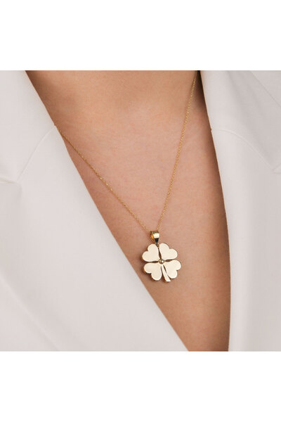 Burcu Kuyumculuk Sade Kalın Yonca Kolye