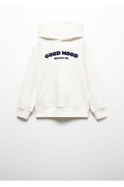 MANGO Kids Βαμβακερό φούτερ με λεπτομέρεια κεντήματος