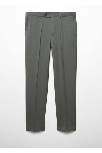 MANGO Man Dar kesim yünlü kumaş pantolon