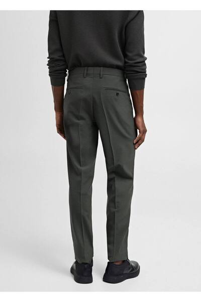 MANGO Man Dar kesim yünlü kumaş pantolon