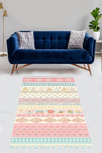 on the clouds Pastel Renk Geometrik Desen Yıkanabilir Kaymaz Taban Leke Tutma...