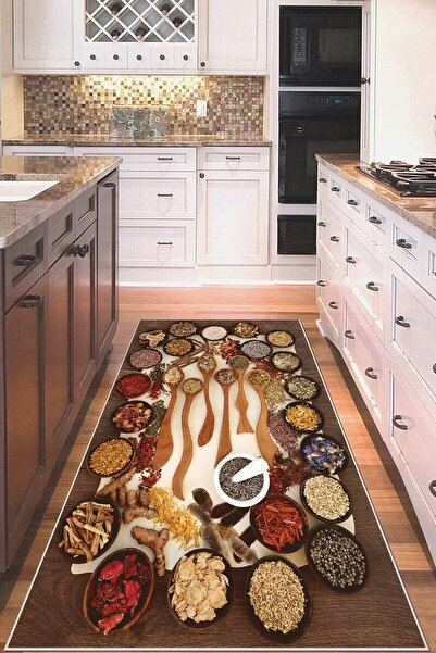 on the clouds Mutfak Malzemeleri Desenli Kahverengi Yıkanabilir Kaymaz Taban ...