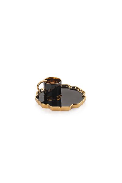 Schafer Goldie 6-Person Black Cup Set - 12 Pieces Brown