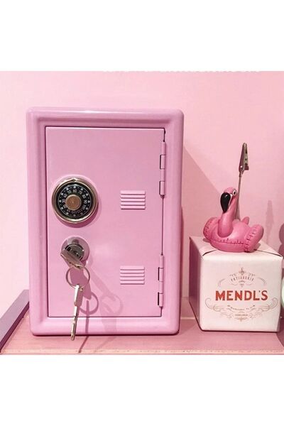 hediyesahibi Lockable Safe Piggy Bank - Pink
