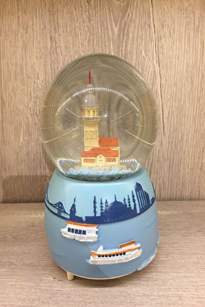 hediyesahibi Kız Kulesi Büyük Boy Işıklı Müzikli Otomatik Püskürten Kar Küresi